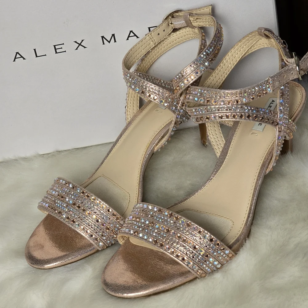 Alex Marie Women's Rose Gold Embellished Heels Size 8 1/2 - Picture 2 of 15